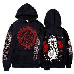 Sudaderas con capucha masculina sudaderas divertidas anime infernal ultimate alucard sudadera de moda vampiro cómic horror hombres harajuku casual invierno tapa de sudadera suelta