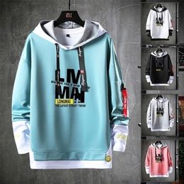 Heren Hoodies Sweatshirts Harajuku Men Japanse stijl Hip Hop Casual Streetwear Letter Gedrukte pullover Manne Druppel schouder 220914