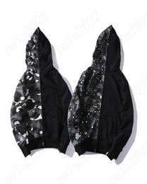 Hoodies pour hommes Sweatshirts de haute qualité décontractés ciel étoilé coutures lumineuses plus en velours noire camouflage zipper veste8097548