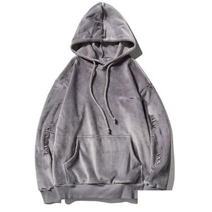 Hoodies Hoodies Sweats Sweats Sweat Hoodie Brand de mode Gold Veet Hooded Lace Up Plover Broidered Letter Printing Sweater Couple Couple Loose an DHA8D