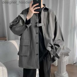 Sweats à capuche pour hommes Sweatshirts J N Japonais Vintage Time Chemise globale Hommes Beau Street Wear Printemps Automne Version coréenne Tendance Lâche Casual Manches longues Extérieur Mince L