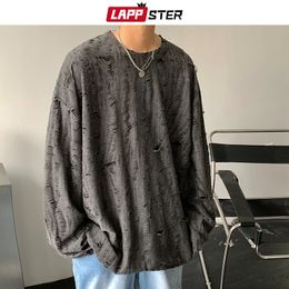 Heren Hoodies Sweatshirts LAPPSTER Y2k Streetwear Gat Harajuku Koreaanse Mode Oversized Grafische Casual 2000s Kleding 230803