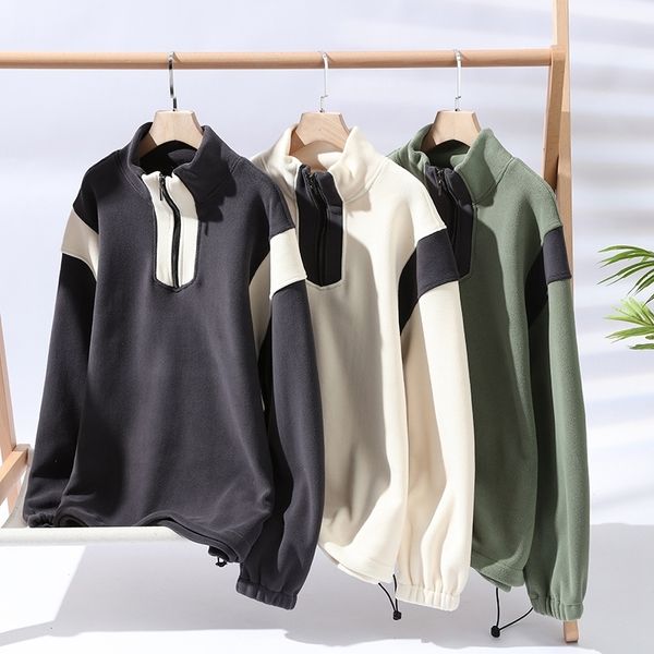 Sudaderas con capucha para hombre Sudaderas Hombre Otoño Invierno Polar de grano austriaco Sudadera con capucha gruesa Hombres Cuello alto Moda Streetwear Manga larga Tops cálidos 230826