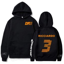 Sweats à capuche pour hommes Sweatshirts Mclaren Sweat à capuche Formula One R Lettre à manches longues Daniel Ricciardo 3 Sweat-shirt streetwear imprimé Homme Taille UE Vintage 230207