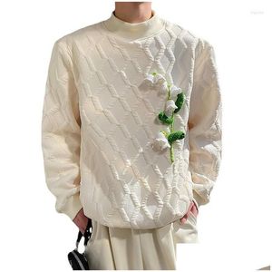 Heren hoodies sweatshirts mannen herfst winter dikker 3D stof gebreide bloem plevier sweatshirt mannelijke vrouwen streetwear mode losse kap dh5pq