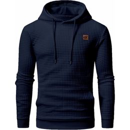 Heren Hoodies Sweatshirts Men Hoodies lange mouw plaid jacquard pullover truitstring kanga zakken casual capuchon sweatshirts streetwear kleding 230323