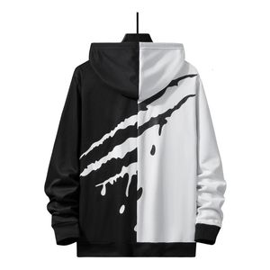 Heren Hoodies Sweatshirts Men Two Tone Drawring Detail Pocket Sweatshirt Hoodies 230114