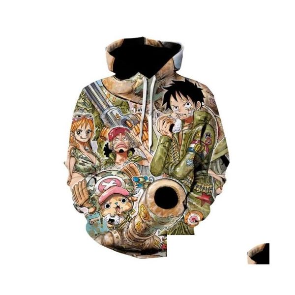 Sweats à capuche pour hommes Sweatshirts Men039S 3D One Piece Luffy Fashion Print Sweat-shirt Veste Hommes Kpop7444594 Drop Delivery Vêtements Vêtements Otfar