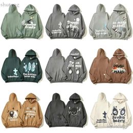 Heren Hoodies Sweatshirts Marineblauw Broken Planet Fleece Hoodie Schuim Tekst Samll Schedels Print Heren Dames Winter Vintage Amerika Streetwear 683