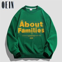 Hommes Hoodies Sweats OEIN Automne Hommes Lettres Sweats Lâche Mode À Capuche Marque Y2K Unisexe Hoodies Hip Hop Casual Mâle Femmes Pulls 221008