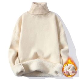 Sweats à capuche pour hommes Sweatshirts One Body Mink Fleece pour hommes Plus épais tricot ligne de col roulé automne et hiver chaud chemise de base ample pull Harajuku 231218