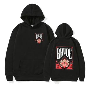 Sudaderas con capucha masculina sudaderas excepcionales diseñador rhude american marca corona corona con capas estampadas pareja pareja casual de lujo lujoso