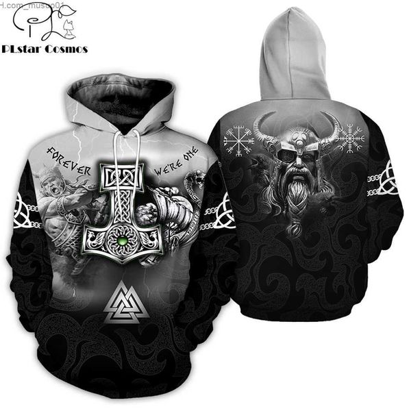 Sudaderas con capucha masculinas Sweatshirts Plstar Cosmos 2019 New Fashion Men Hoodies 3D en todo el tatuaje impreso Viking Odin Ropa de sudadera con capucha Unisex Capucha Capucha Capucha Streetwear Ly191205L2