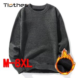 Heren Hoodies Sweatshirts Effen Kleur Gebreide Truien Herenkleding Fleece Warme Trui Mannelijke Losse Trui Merk Winter Casual Gebreid 7XL 8XL 231218