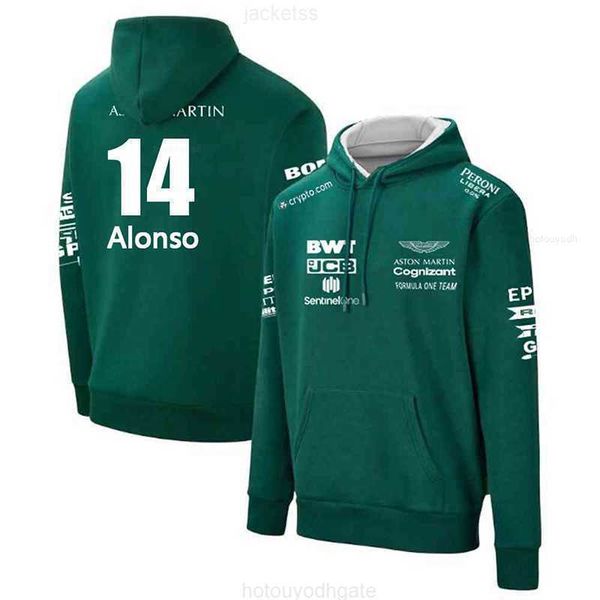 Sweats à capuche pour hommes Sweatshirts Espagne 2023 Aston Martin ALONSO Sweat à capuche Uniforme Formule 1 Combinaison de course F1 À capuche MOTO Moto Costume d'équitation Hommes Topy Y2k Sweat à capuche