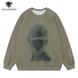 Sweats à capuche pour hommes Sweetwirts Streetwear Portrait Blury Graphic Letter Print Sweat pour hommes Fashion Automne Oneck Rib Sleeve Pullover surdimensionné 2 couleurs 230811