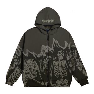 Heren Hoodies Sweatshirts Streetwear Crewneck Skeleton Hoodie paar Stijl Y2K Retro Hoodie Zipper Oversized Sweatshirt Gothic Top 230403