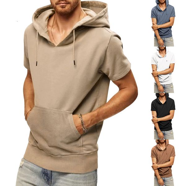 Hommes Hoodies Sweats D'été De Mode Pull Sports Loisirs À Capuche Lâche À Manches Courtes En Coton T-shirt 230802