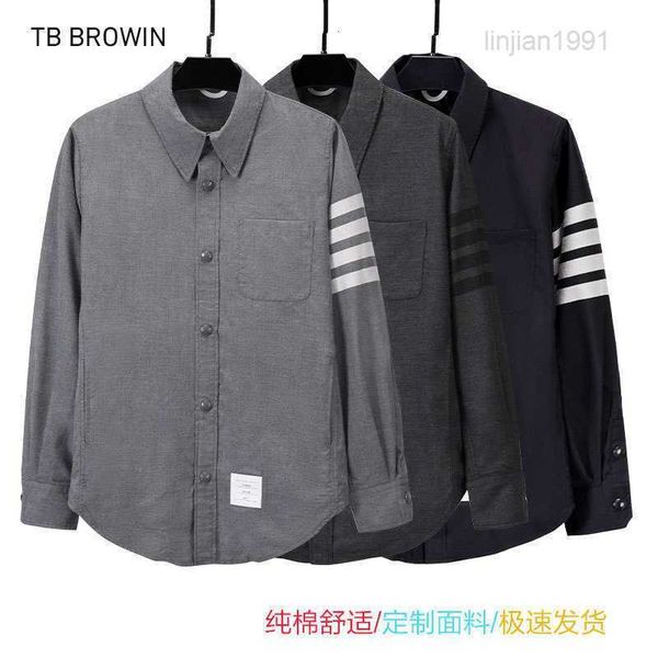 Pulls à capuche pour hommes Sweatshirts TB BROWIN nouvelle chemise en laine pour hommes et femmes chemise teinte en fil tb manteau décontracté coréen