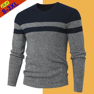 Sweats à capuche pour hommes Sweatshirts Épaissir Pull Pull Hommes Automne Qualité Slim Tops Jumper Homme Tricots Mâle Hiver Rayé Jersey Garçon Sweat Tee 231218