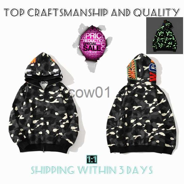 Sudaderas con capucha para hombre Sudaderas Artesanía superior Sudaderas con capucha para hombre tigre chaqueta con cremallera completa diseñador hombres mujeres Harajuku estilista Sudadera de tiburón Moda cobranding J0710