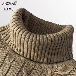 Pulls à capuche pour hommes sweats à col roulé pull décontracté col roulé tricoté garder au chaud hommes pull en laine 231218