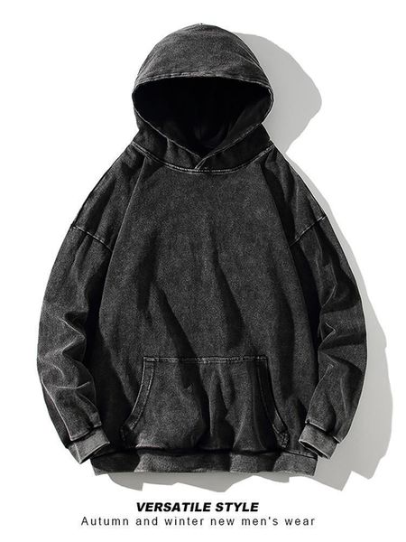 Sweats à capuche pour hommes Sweats West Style y Gris Vintage Heavy Wash Pull Trendy Ins Street Fashion Old Hoodie Oversize Hooded 230706