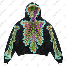 Heren Hoodies Sweatshirts Y2K elektrische schok donkere skelet trui hooded straat kleding mode hoodie harajuku hoodie 230828