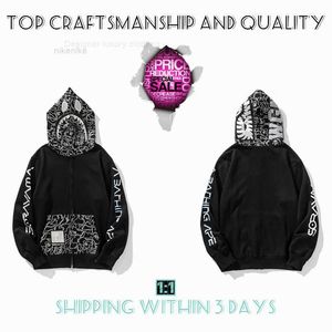 Sweats à capuche pour hommes Top Craftsmanship Shark Pullover Tie Dye Hoodie Designer Jacket Tiger Full Zip Color Sweatshirt Luminous Fashion Cobranding Camouflage Hoodysk8frs B