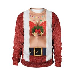 Sweats à capuche pour hommes Pull de Noël moche Hommes Femmes Automne Hiver Vêtements 3D Pulls imprimés drôles Pulls Hauts Pull Vacances Noël Sweatshirts Hommes