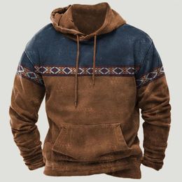 Sudadera con capucha para hombres Vintage Western Ettnic Sooded Sweins Geométrica Geométrica Harajuku Chaqueta de jarra