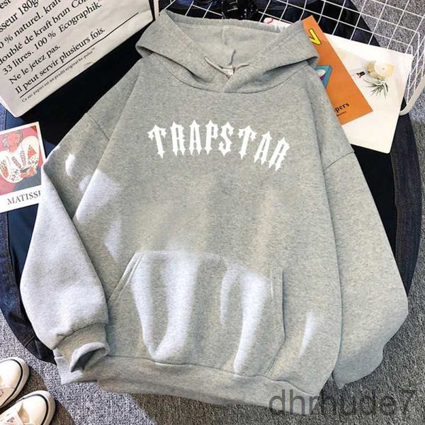 Sudaderas con capucha para hombre Sudaderas de moda para mujer Hombres Sudadera con capucha Trapstar suelta informal Sudadera gris clásica Mujer Estilo callejero Manga larga con capucha 4xl 0Z93