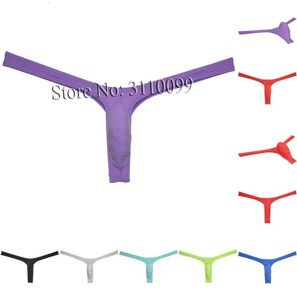 Bikini String en soie glacée pour hommes, sous-vêtements sexuels, Jockstrap Hipster Micro G String