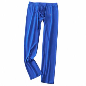 Mens Ice Silk Lg Johns Homme Vêtements de nuit Sous-vêtements thermiques Pantalons ultra-minces Pyjamas Pantalons confortables Casual Home Wear u5Pj #