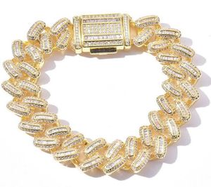 Bracelet à maillons cubains Miami glacé pour hommes, plaqué or 14 carats, diamants massifs 15mm CZ, bijoux en zircone cubique 4125227