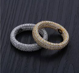 Hombres helados 925 Sterling Silver 360 Eternity Bling Bling Rings Micro Pave Cúconia Cúbica de 18k Gold Luxury Simuled Diamon2072605