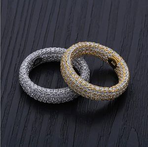 Heren ijskoud 925 Sterling Silver 360 Eeuwigheid Bling Bling Rings Micro Pave Cubic Zirconia 18K Gold Golde luxe gesimuleerde diamanten Hip Hop