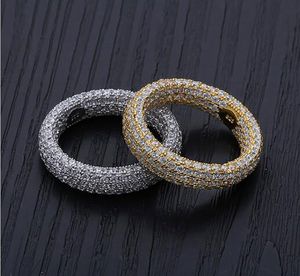 Hommes glacés 925 Sterling Silver 360 ETERNITY BLING BLING RINGS Micro Pave Cubic Zirconia 18K Gold plaqué Luxe Simulate Diama2072605