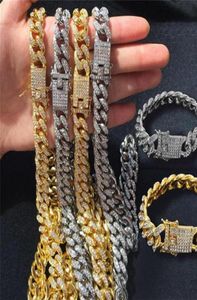 Heren ijskoud hiphop sieraden ketting armbanden Rose Gold zilver Miami Cuban Link Chains kettingen29924658039