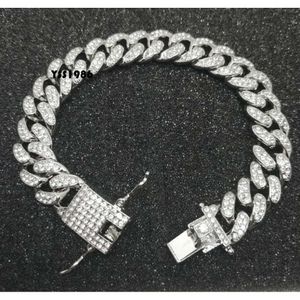 Bracelets de chaîne en diamant glacé pour hommes, en or, lien cubain, Miami, bijoux Hip Hop