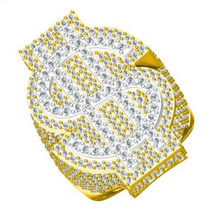 Bague de diamant glacée pour hommes avec signe d'un dollar en jaune et blanc 10kt 14kt Gold Pureté disponible diamants VVS-VS