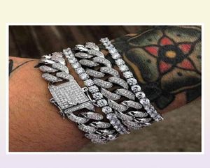Heren Iced Out Goud Zilver Armbanden Zirconia Bling Open Lock Naadloze Cubaanse Miami Link Chain Armband voor Mannen Hip hop Jewler2411307