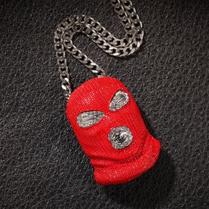 Mens Iced Out Hip Hop Chaîne Pendentifs Designer De Luxe Bijoux Hommes Déclaration Collier Grand Pendentif De Mode Charmes Hiphop Rouge Masque Horreur Capot