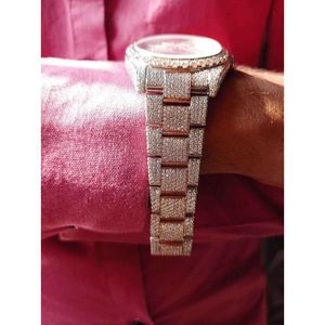 Heren Iced Out Moissanite diamanten horloge Hip Hop Rainbow Romeinse wijzerplaathorloge Luxe automatischJFHW0Q1P