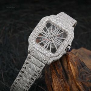Montre de luxe Hip Hop à Quartz Moissanite glacée pour hommes avec Accents de diamant montre-bracelet mécanique pour hommes et femmes