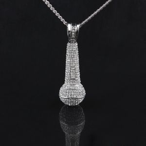 Heren Iced Out hanglank ketting mode microfoon hiphop kettingen sieraden gouden cubaanse ketting