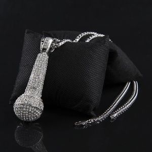 Hommes glacés collier pendentif mode microphone pendentif collier hip hop bijoux gold collier de chaîne cubaine217a