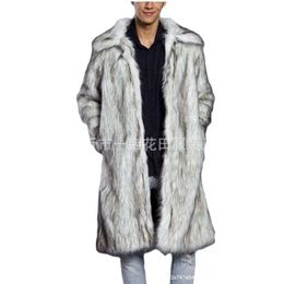 Heren imitatiebont warme verdikte jas ontwerper lange losse casual winter HB81