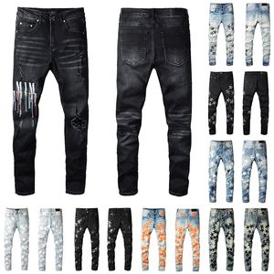 Heren Italië Designers Jeans Divered Riple Biker Slim Rechte denim voor Men S Print Womens Fashion Mans Skinny Pants