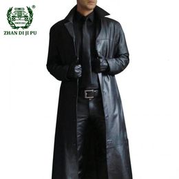 Hommes veste longue Cool imperméable noir Pu cuir Trench manteau hommes Double boutonnage grande taille vêtements d'extérieur automne 3XL 240223